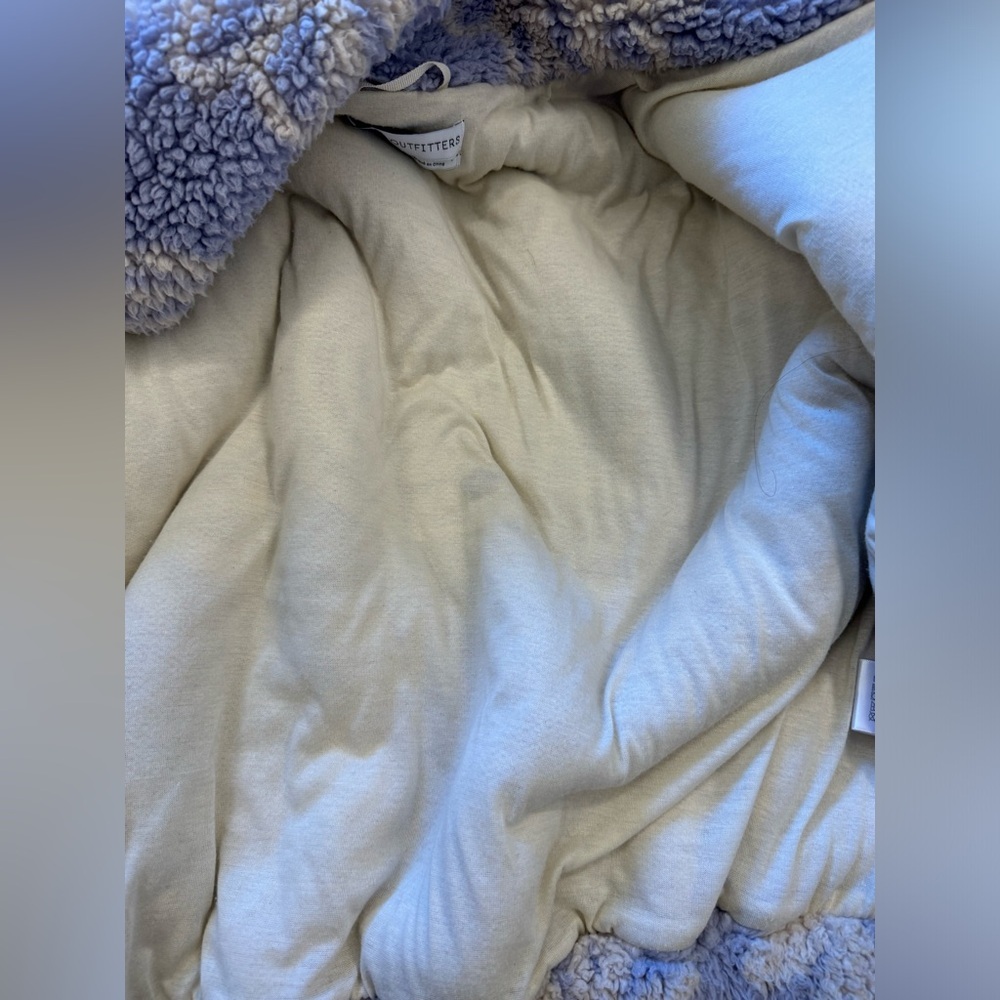 Urban Outfitters Olivia Sherpa Fleece Jacket Flower Purple Full Zip Womens S-P - Picture 7 of 9